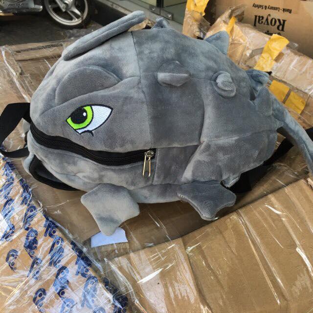 [HCM]Balo khủng long cặp đi học cute vải nhung mịn màu xam