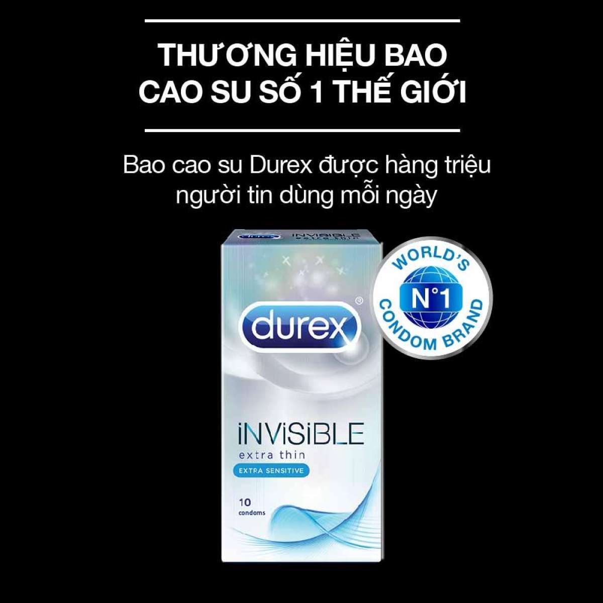 Bao cao su Durex Invisible siêu mỏng 10 bao