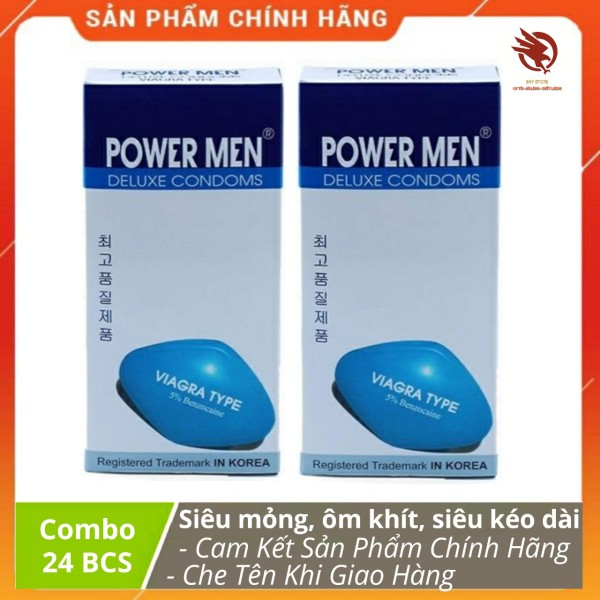 [HCM][ CHÍNH HÃNG ] - COMBO 2 hộp Bao cao su Power Men Viagra siêu mỏng - 24 cái nhập khẩu