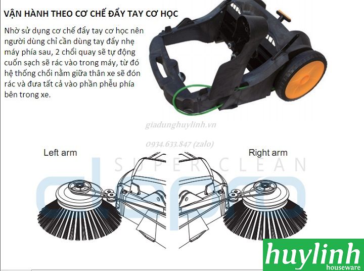 Xe quét rác đẩy tay Clepro CW103/2 (Máy quét rác không động cơ CW-103)