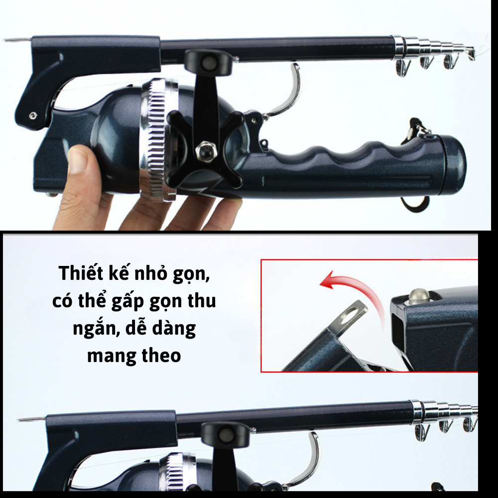 Cần Câu Cá Mini Siêu Ngắn Gấp Gọn Tiện Dụng