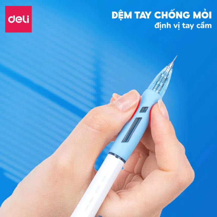 Combo 10/20 Bút gel bút bi nước mực xanh ngòi 0.7mm Deli - Bút bi bấm mực gel ngòi cải tiến viết êm nhanh khô cho văn phòng học sinh - Hình ảnh 5