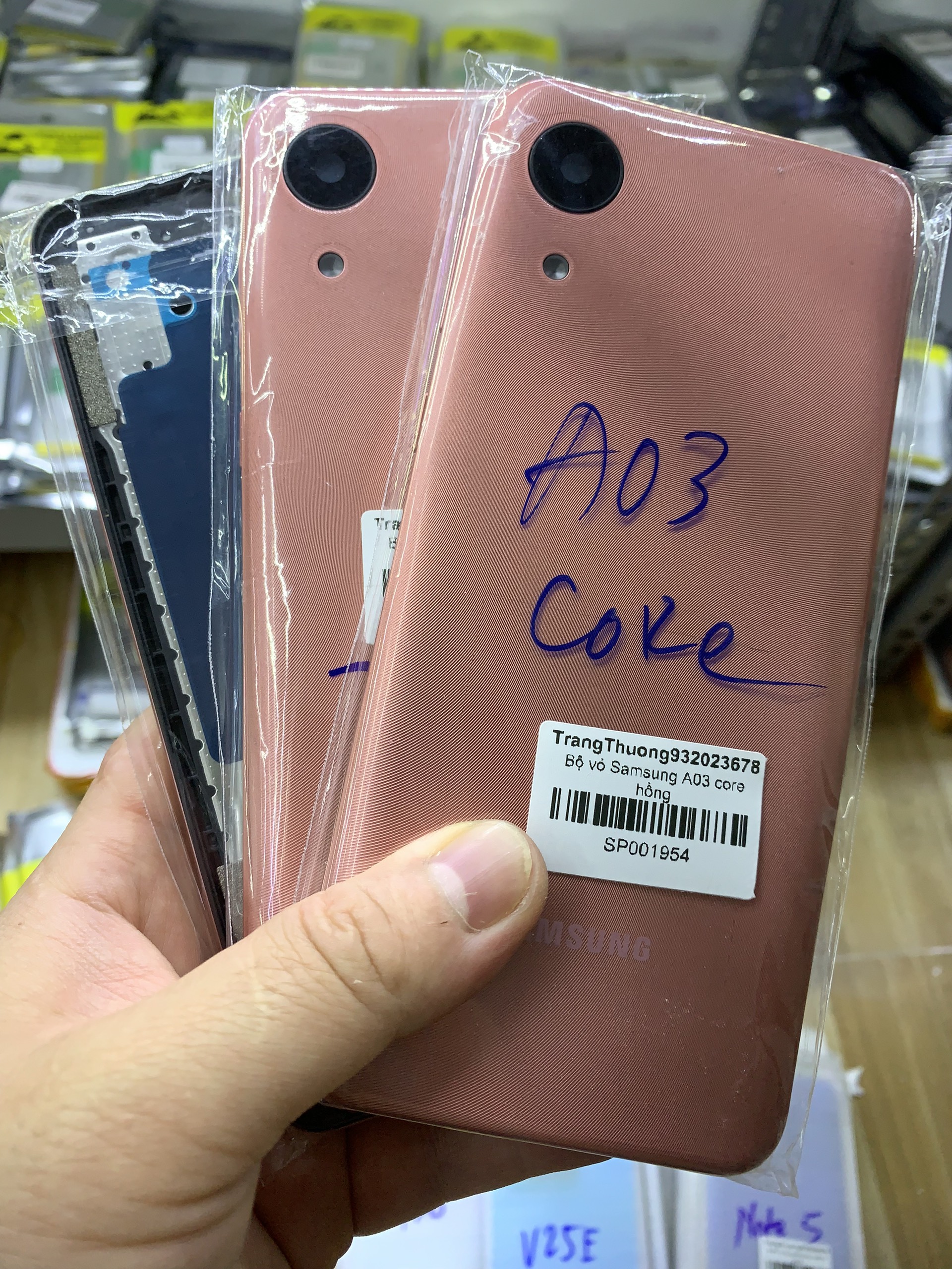 Full Bộ xương vỏ Zin samsung A03 core / gồm xương, lưng, kính cam. khay sim, phím bấm