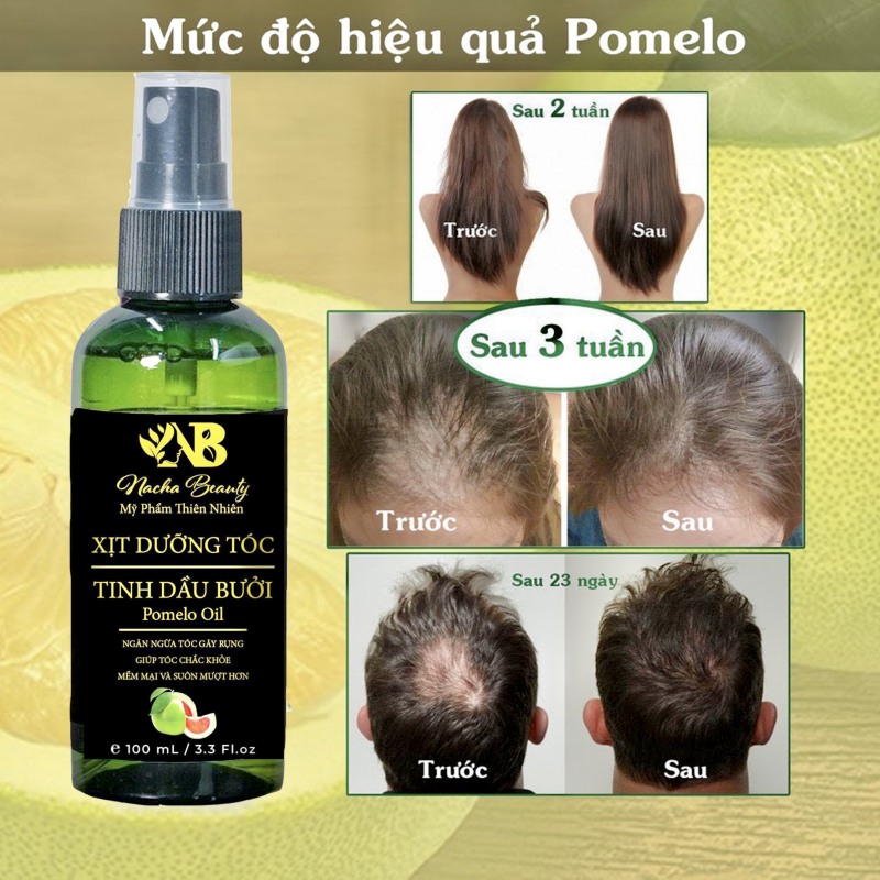BỘ 2 CHAI Tinh dầu bưởi dưỡng tóc dạng xịt Pomelo 100ml , giải pháp các vấn đề về tóc
