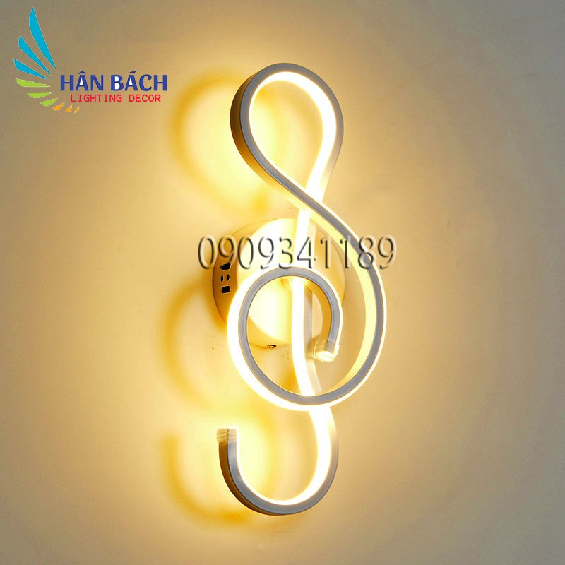 [RẺ VÔ ĐỐI] Đèn gắn tường hình nốt nhạc khóa Sol hiện đại phòng ngủ, phòng khách(có 3 màu ánh sáng) HABALI