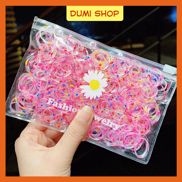 [Siêu Dai] Thun Cột Tóc Cho Bé Túi Zip Hoa Cúc - Dumi Shop