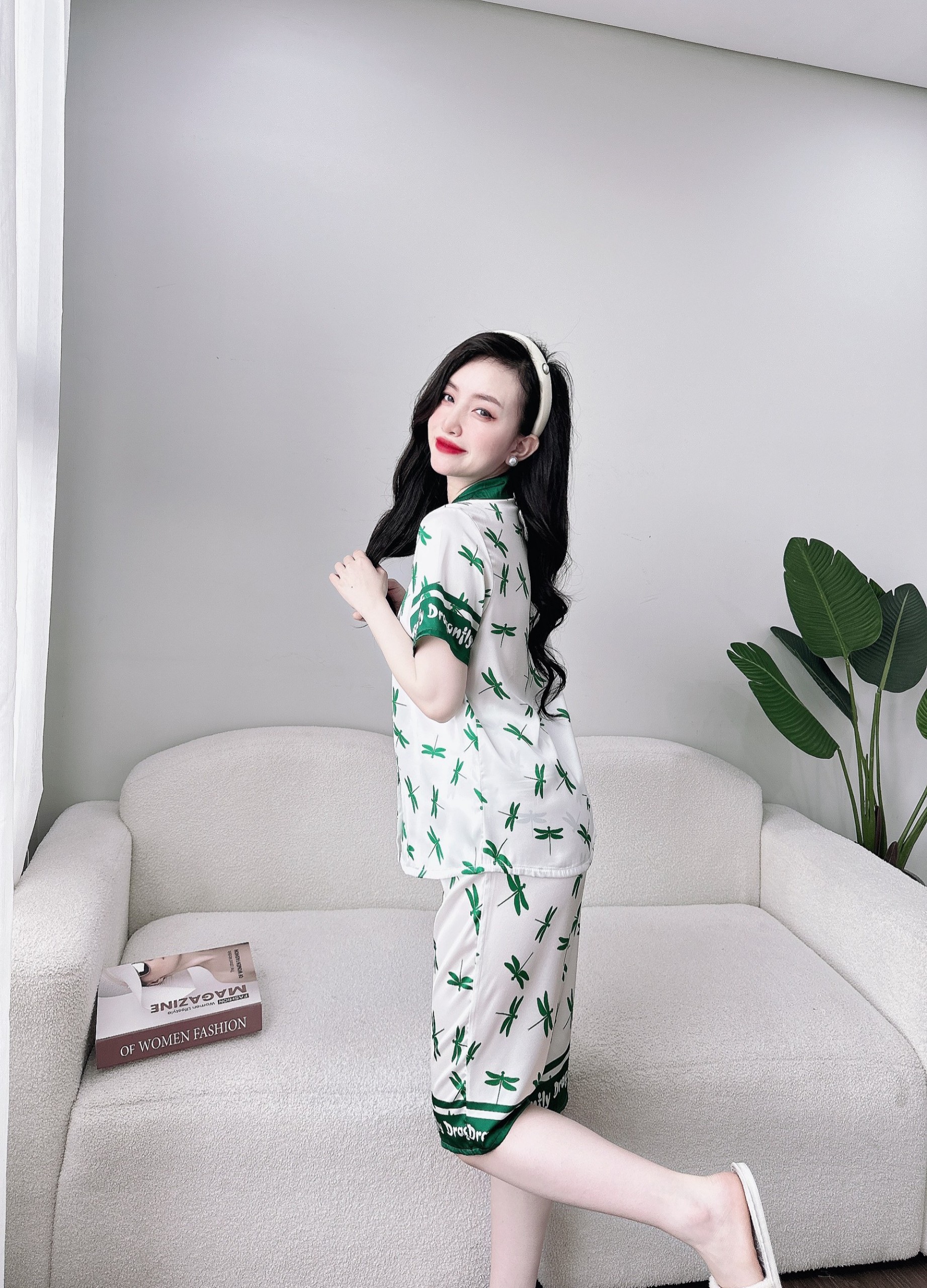 Bộ lửng lụa tay ngắn nhiều họa tiết dễ thương