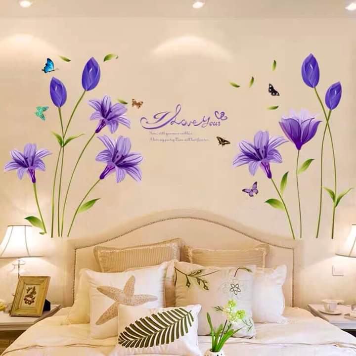 [HCM]DECAL DÁN TƯỜNG HOA ANH THẢO TÍM