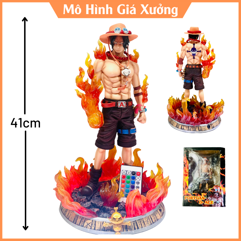 Mô hình One Piece Ace Hỏa Quyền dáng đứng , có 2 đầu thay thế cao 42cm , figure one piece , mô hình giá xưởng