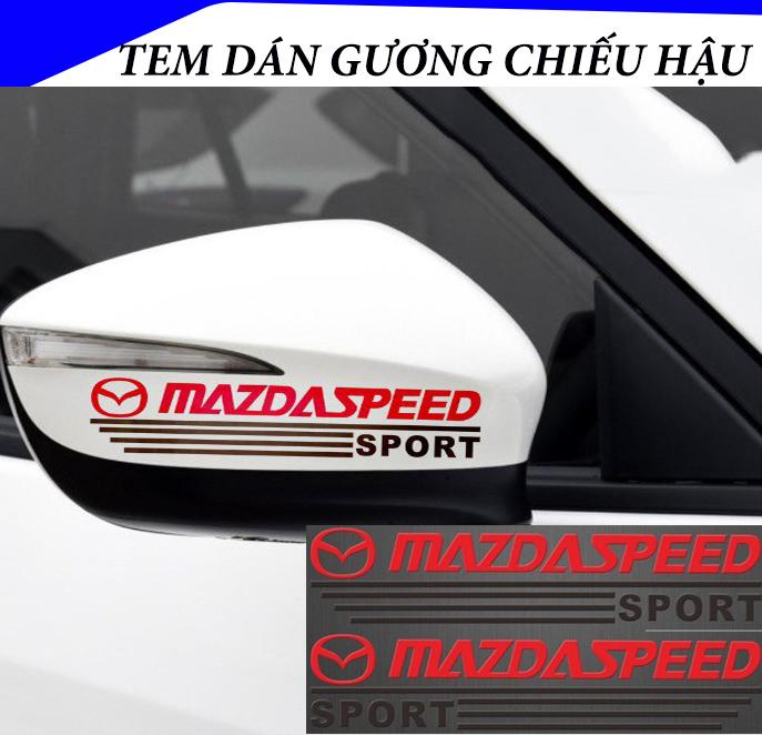 Tem dán gương chiếu hậu ô tô MAZDA SPEED (Đen Đỏ) - Decal Mirror