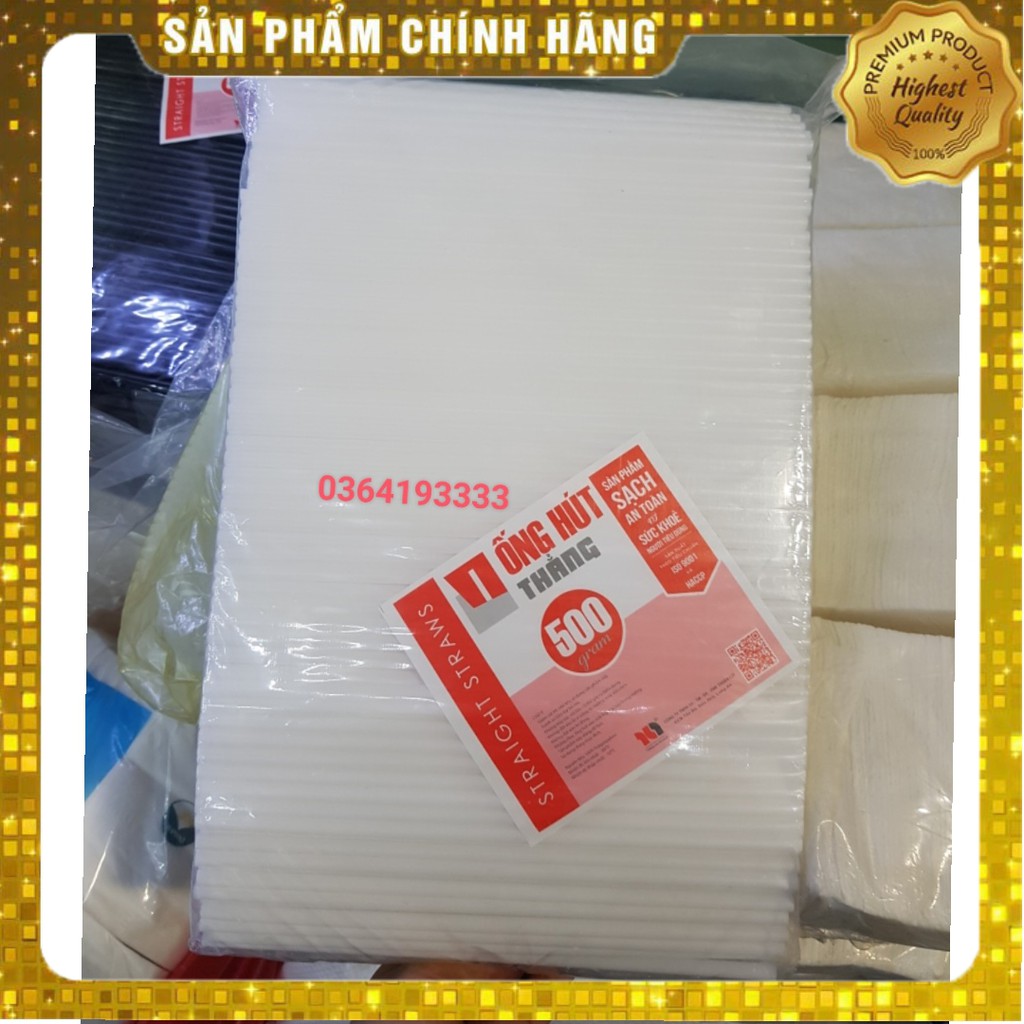 Ống hút sinh tố phi 8mm trắng dài 22cm 1 bịch 500gram