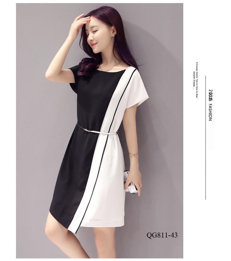 Qg811 -đầm suông thiết kế phối màu *40-90kg
