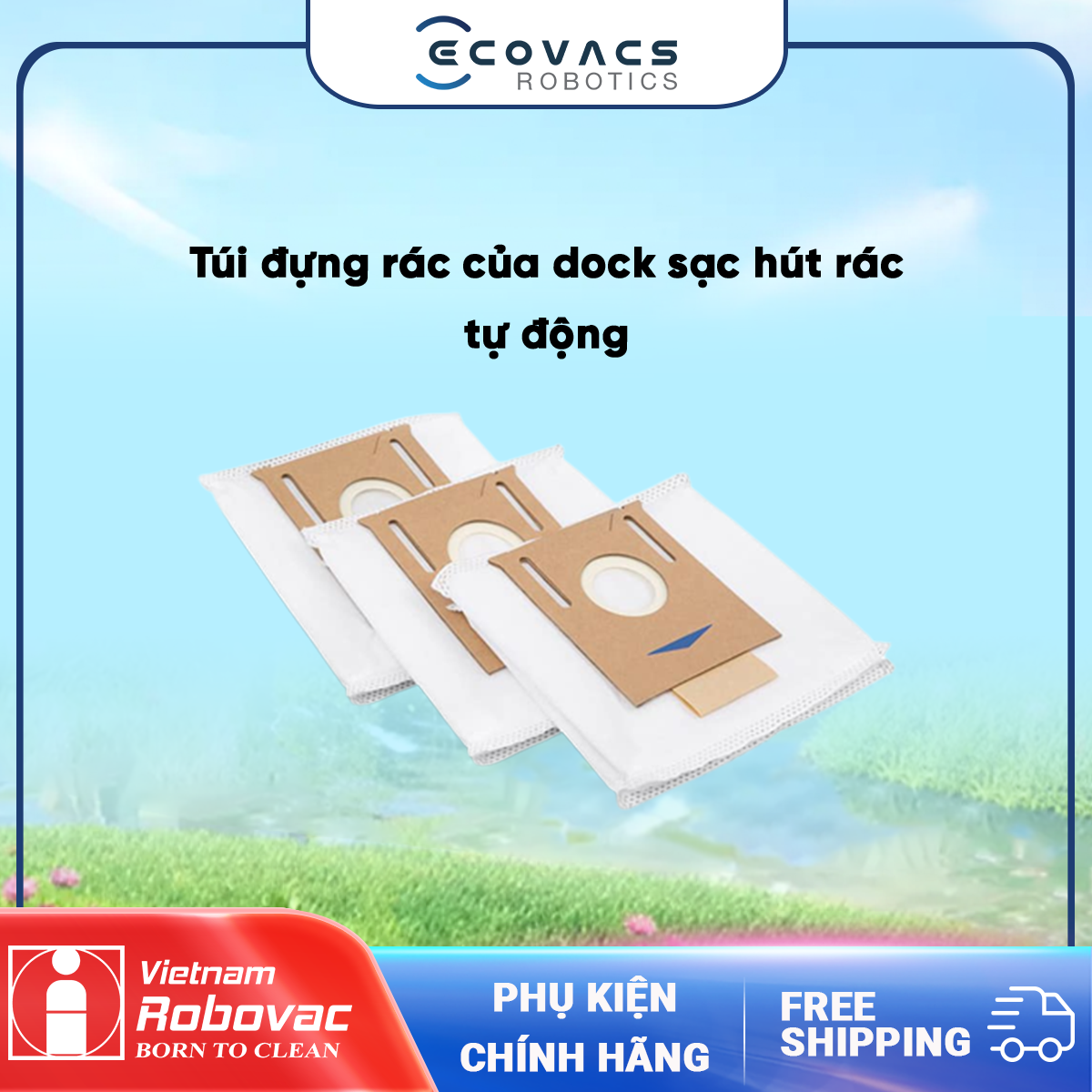 Bộ 3 Túi đựng rác dock sạc hút rác tự động dành cho OZMO T8 Plus / N8 Pro Plus / T9 Plus  - Hàng Chính Hãng