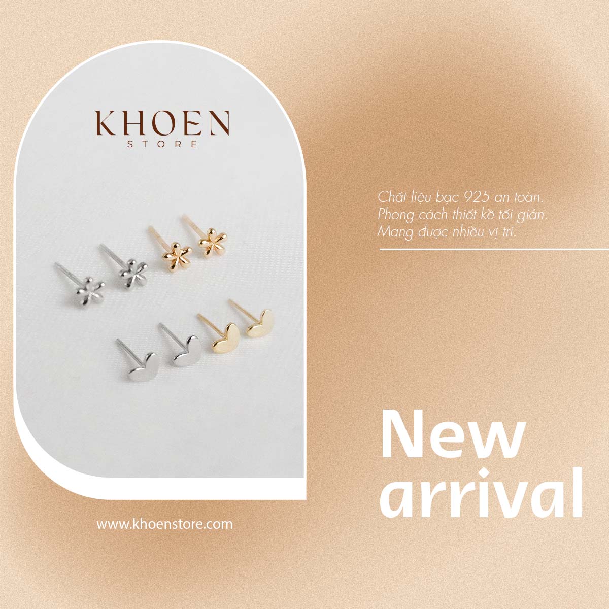 (1 Chiếc) Khuyên Hoa mai nhỏ - Bạc 925 - Khoen Store