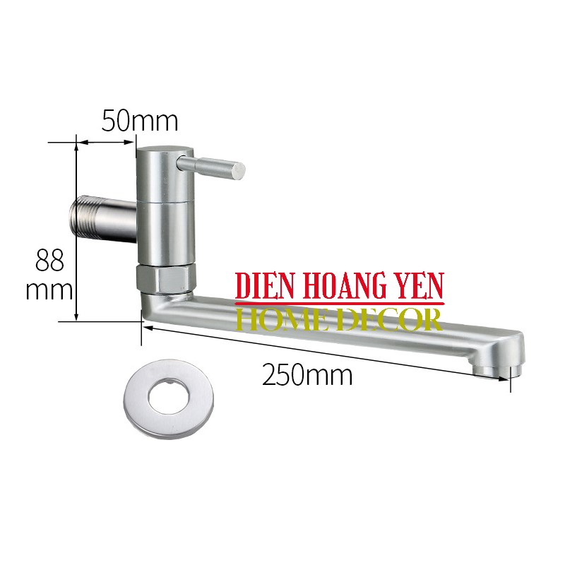 Vòi hồ + vòi chén thân dài Inox 304 cao cấp