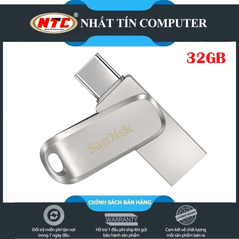 Bảng giá USB OTG Sandisk Ultra Dual Drive Luxe USB Type-C 3.1 32GB 150MB/s (Bạc) - Vỏ kim loại cao cấp - Nhất Tín Computer Phong Vũ