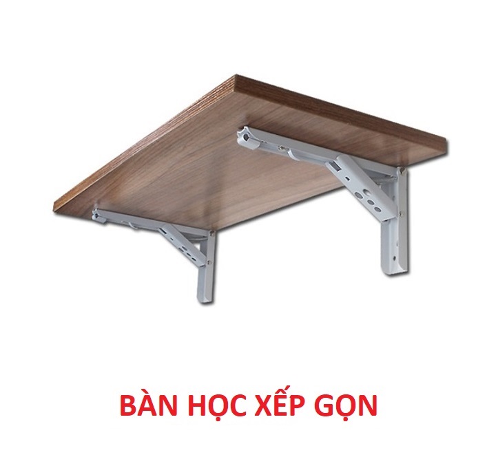Bàn gập treo tường thông minh Vân Gỗ chống trầy chịu lực tốt đến 30kg + Kèm 2 bản lề khung thép sơn tĩnh điện