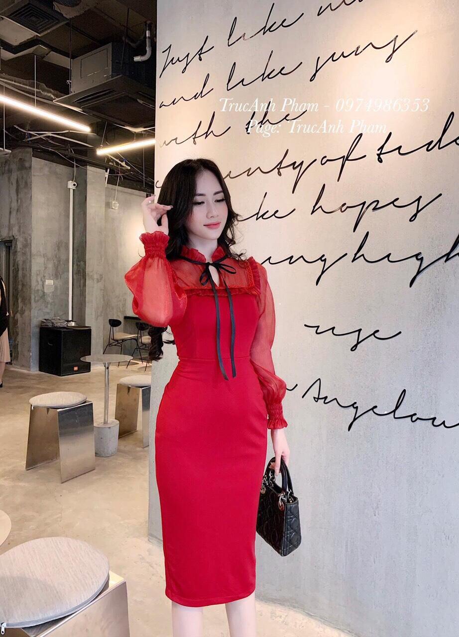 Đầm có mút  bo tay umi-QH