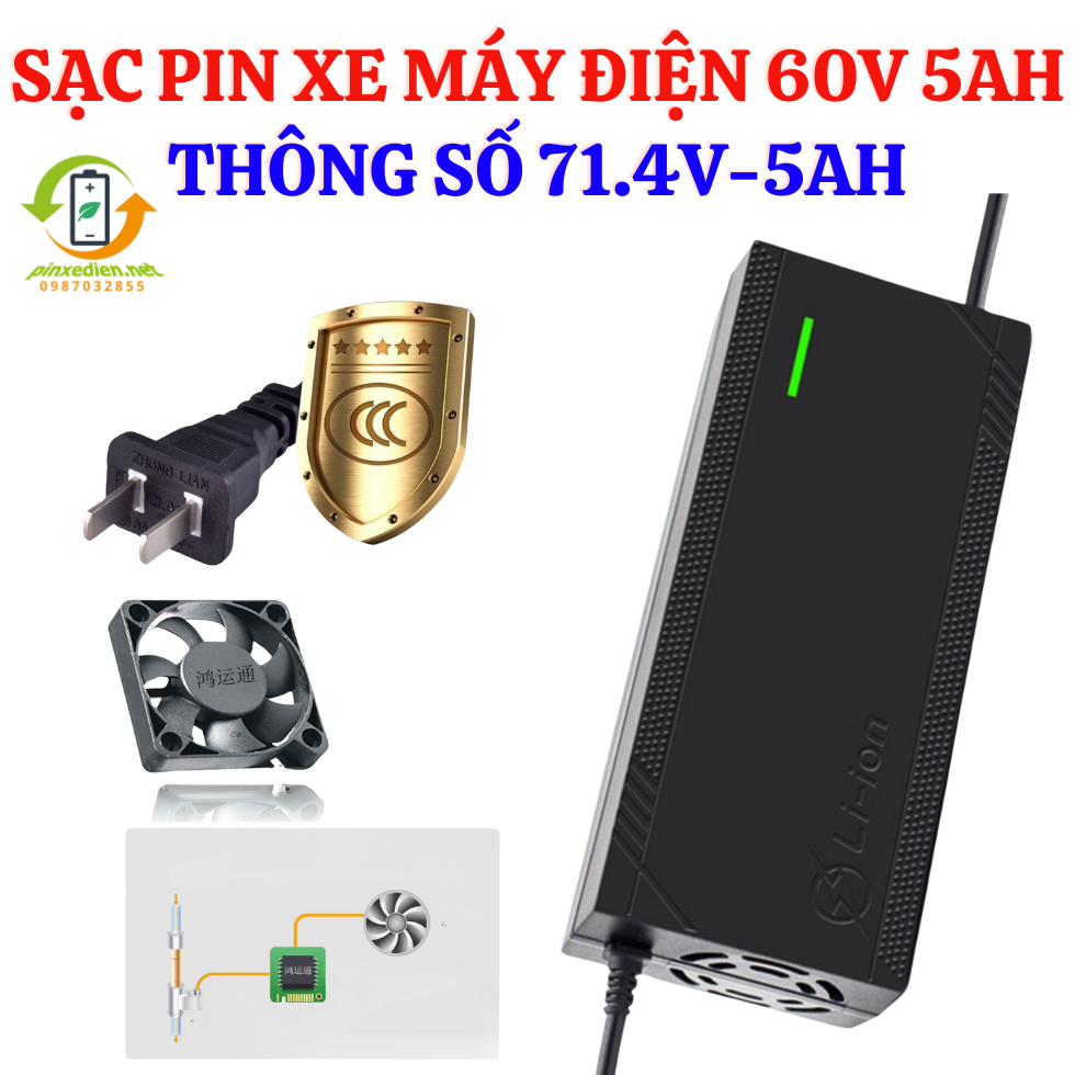 Sạc pin xe máy điện 60V 72V 5Ah( 71.4V-5Ah và 84V 5Ah)