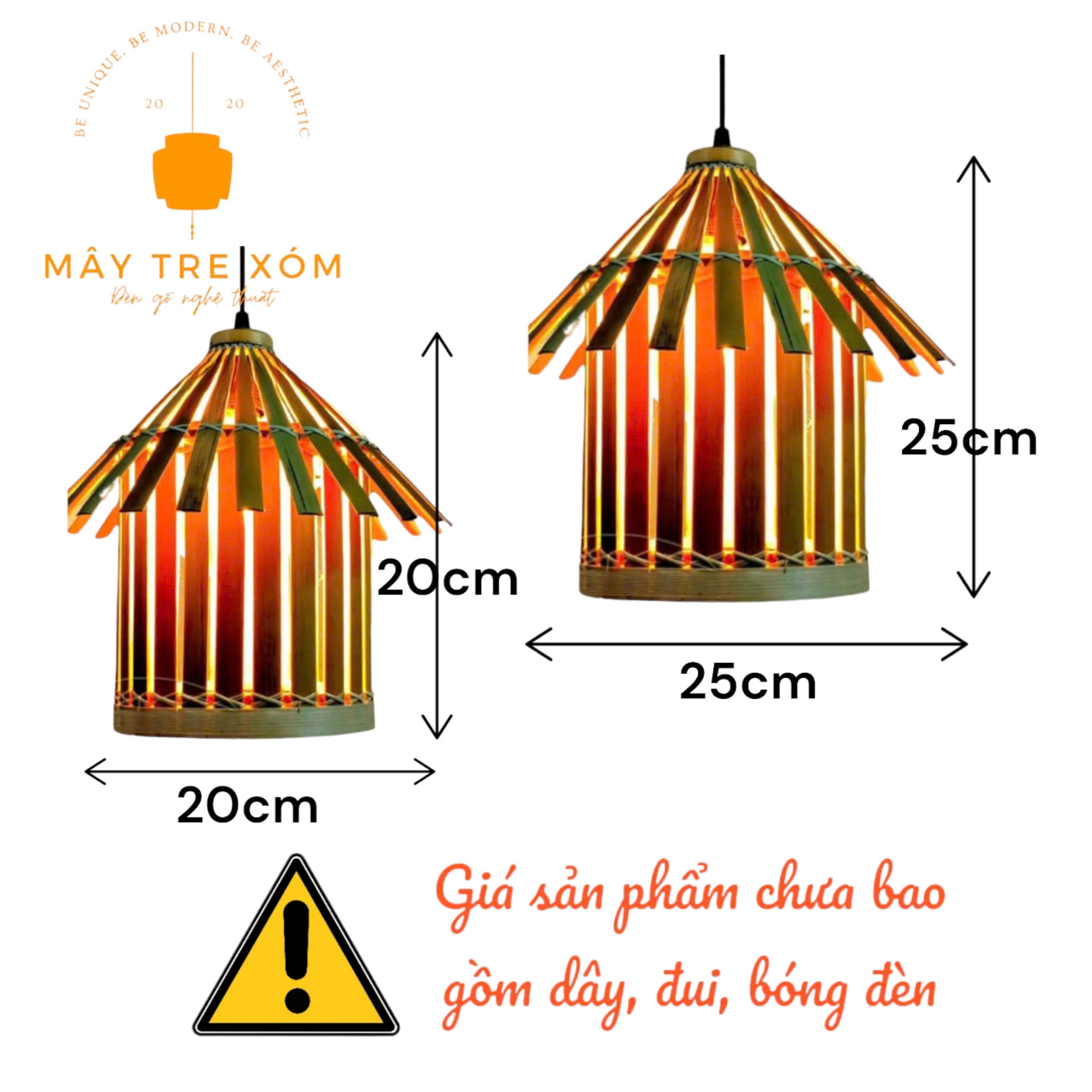 Đèn tre hình ngôi nhà- đèn trang trí thả trần