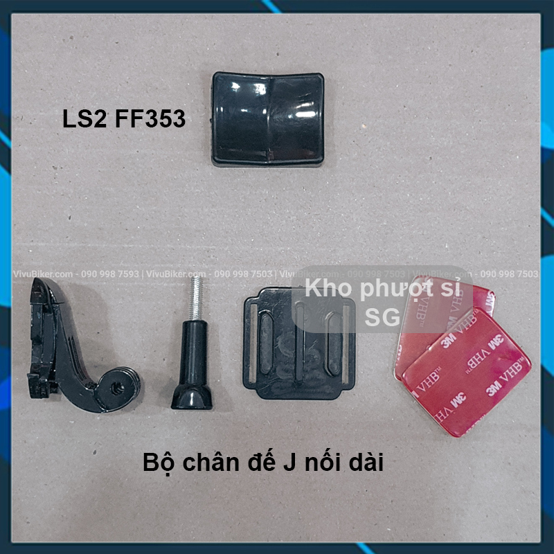 Pat gắn cằm camera hành trình lên mũ bảo hiểm Fullface Ls2 ff353 - Mount gắn cằm camera lên fullface Ls2 353