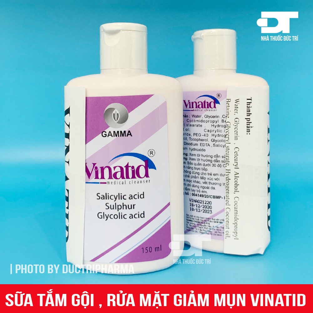 VINATID Sữa rửa mặt, tắm, gội giảm mụn 150ml
