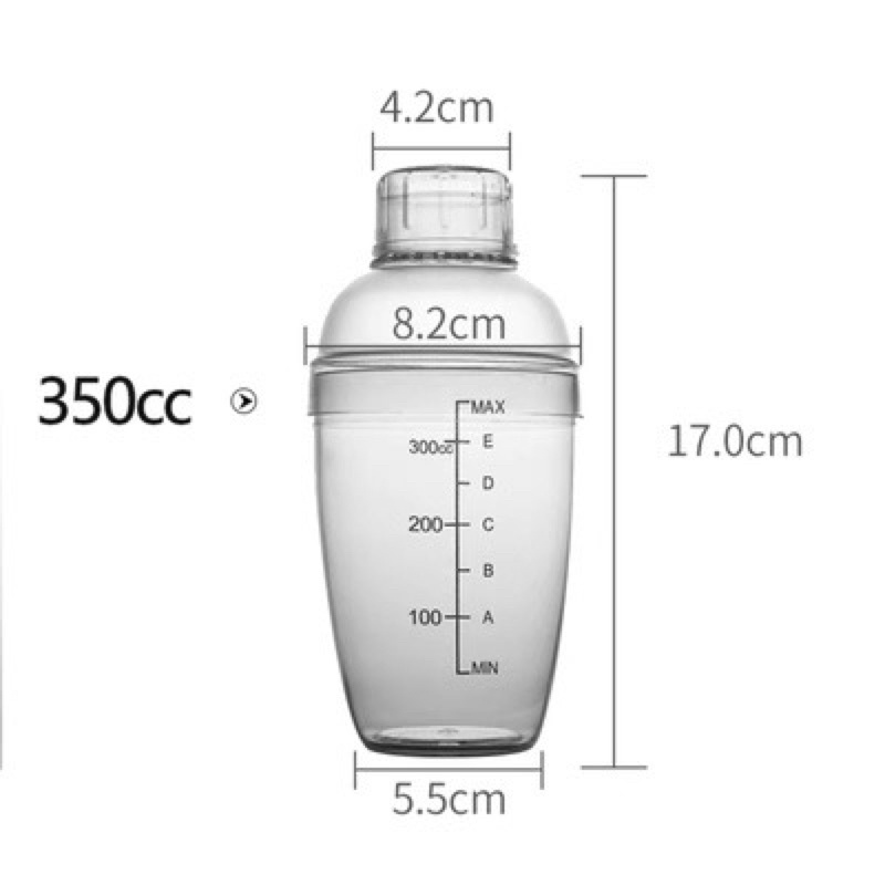 Bình Lắc Shaker Nhựa Chia Vạch Pha Chế