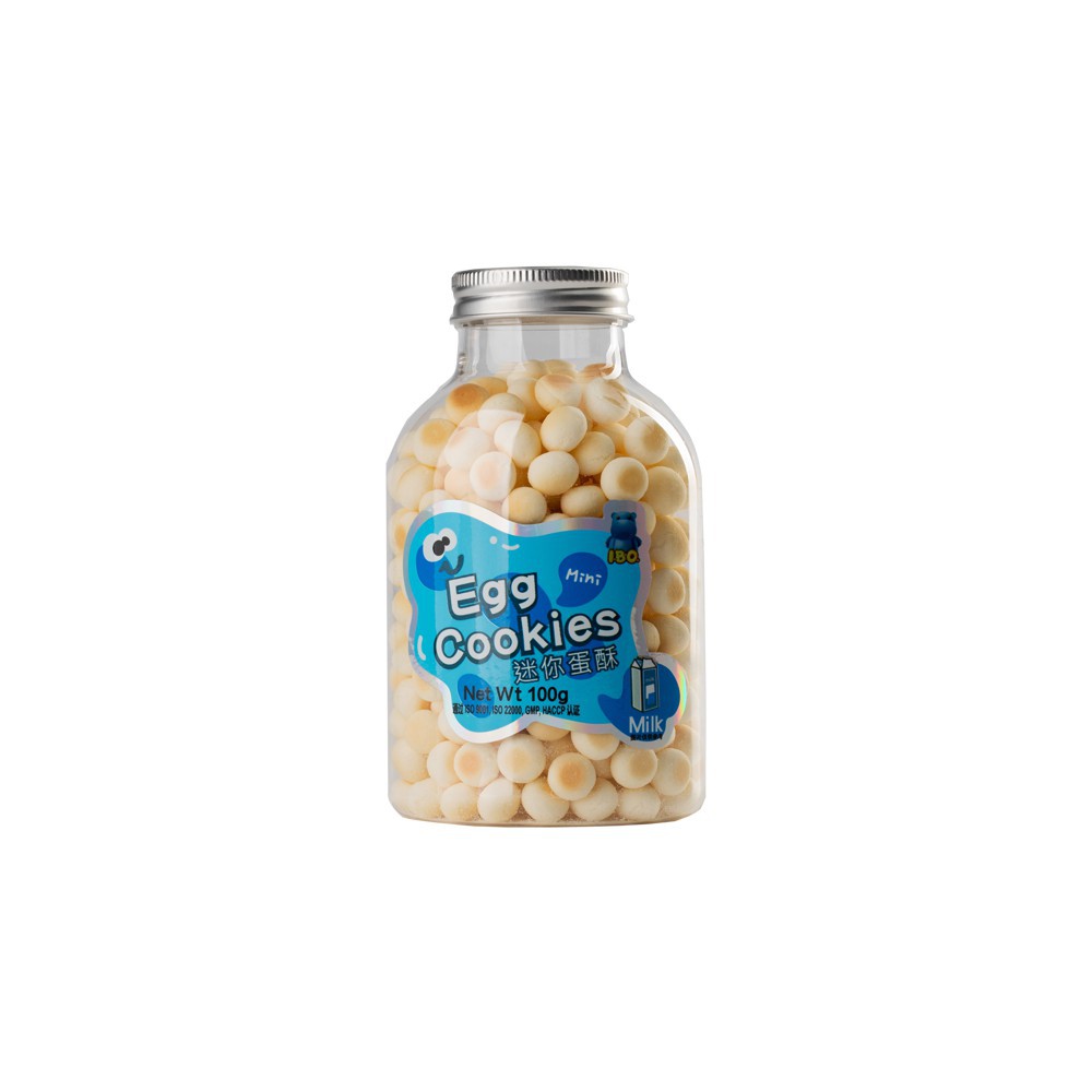 Bánh bi men trứng sữa I.B.O 100g dạng hũ có nắp vặn