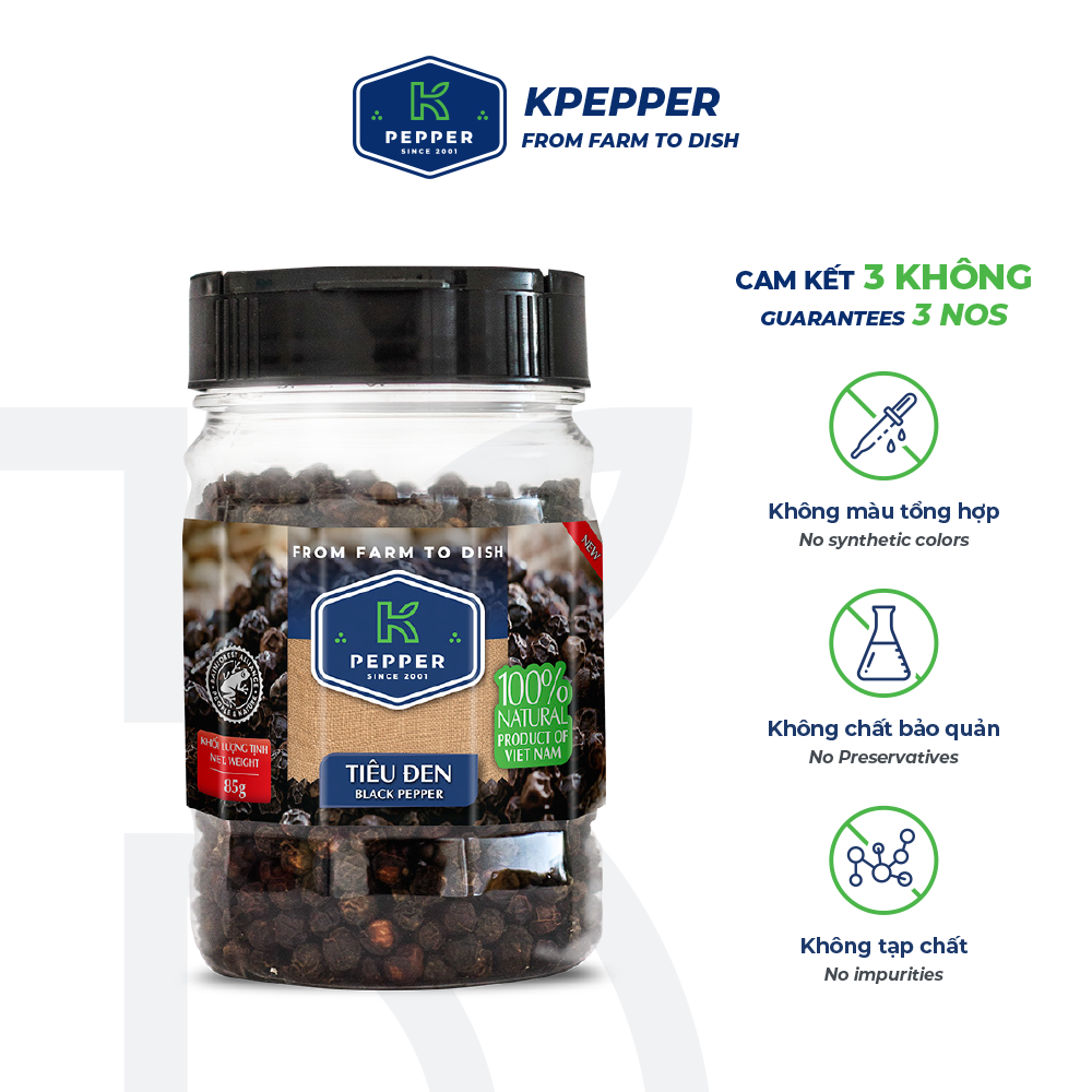 Tiêu đen hạt hủ K Pepper 85g 1 Hũ