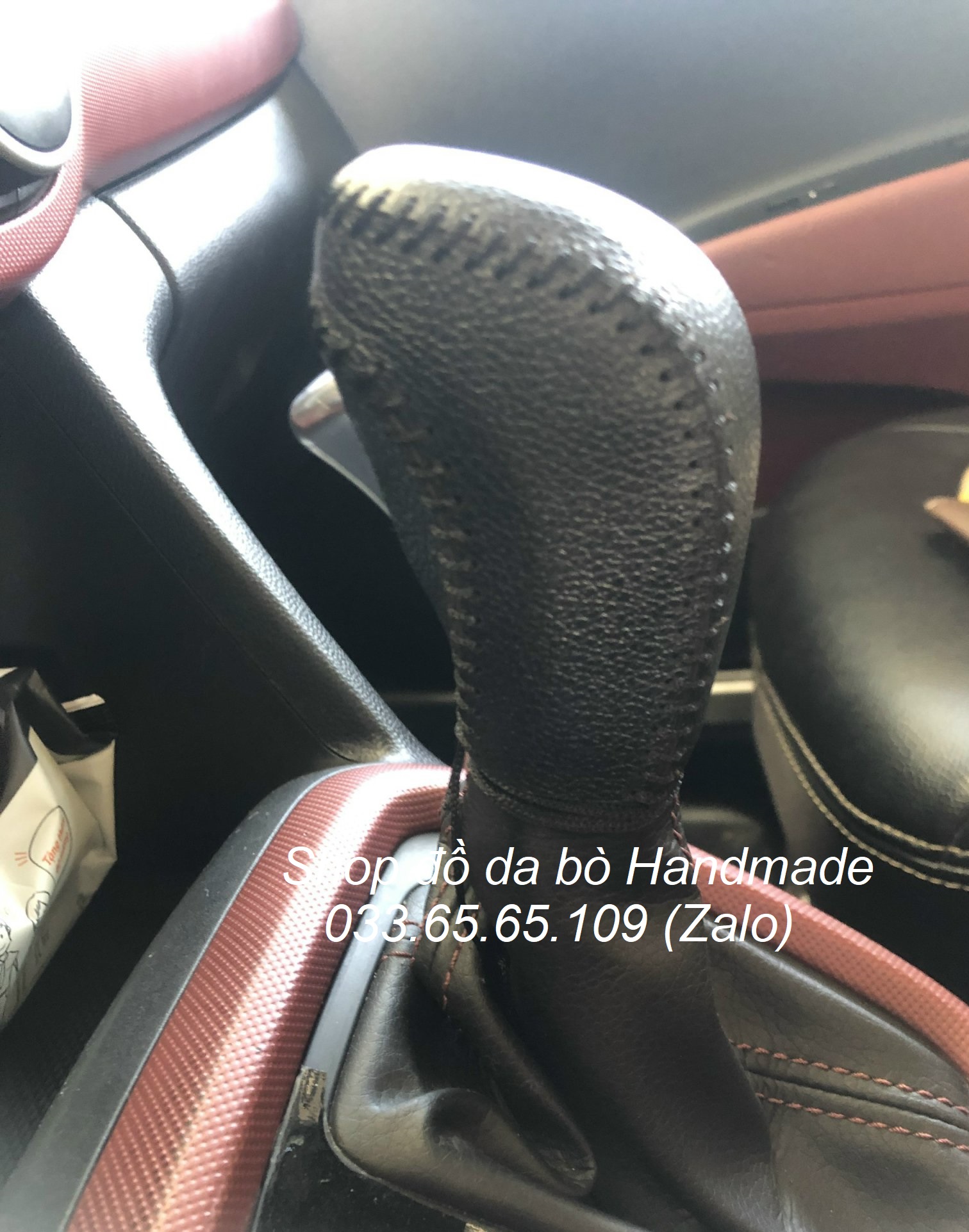 Bọc da cần số & phanh tay xe Hyundai I10 (AT) số tự động băng da bò