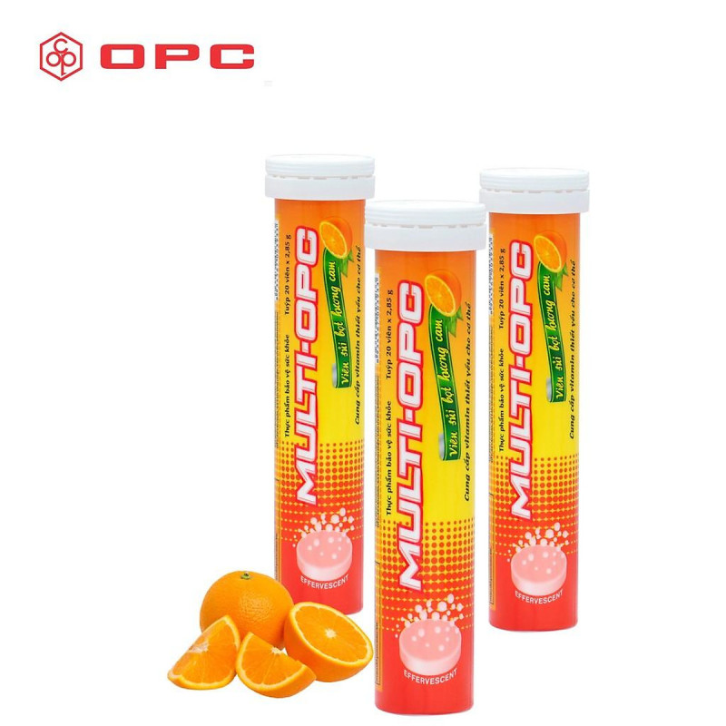 [20 viên sủi Multi Opc] hương cam bổ sung vitamin tăng cường đề kháng nhập khẩu