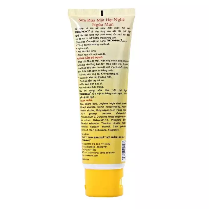 Sữa Rửa Mặt Hạt Nghệ Ngừa Mụn Thorakao 100ml