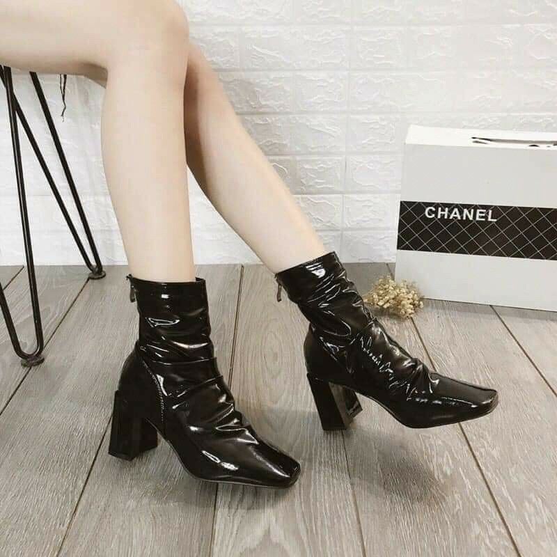 giày boot nữ ❤❤ giày bốt nữ da nhăn cao gót full