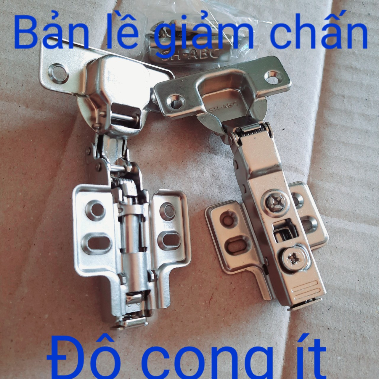 Bộ 2 Bản lề bật hơi, bản lề giảm chấn cánh tủ bếp,  các loại tủ gỗ hoặc nhôm kính thép không rỉ ĐỘ CONG ÍT