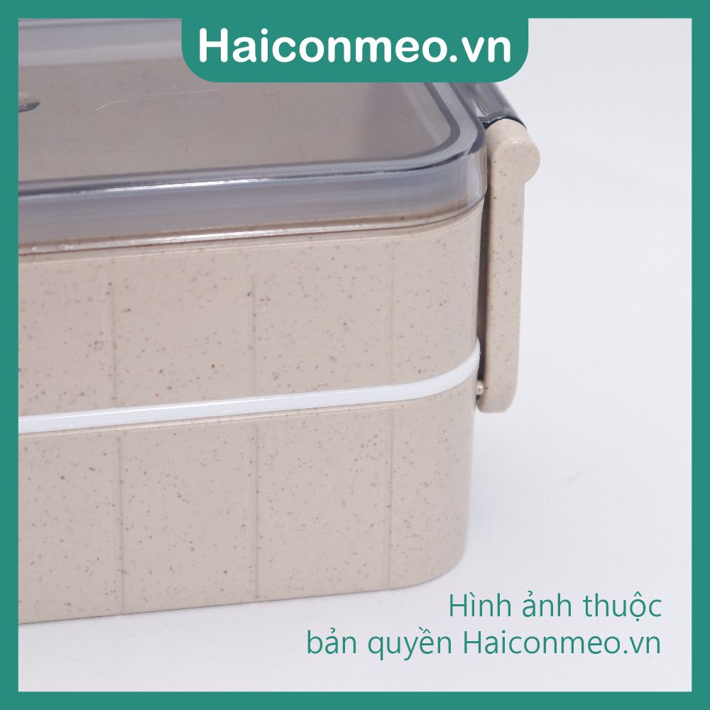 [HCM] Hộp cơm lúa mạch 2 tầng 400ml kèm đũa văn phòng nhỏ gọn