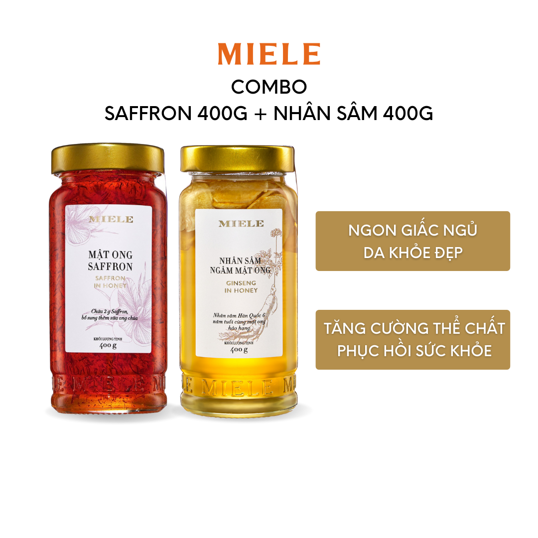 Combo: Mật ong Saffron 400g + Mật ong Nhân Sâm 400g