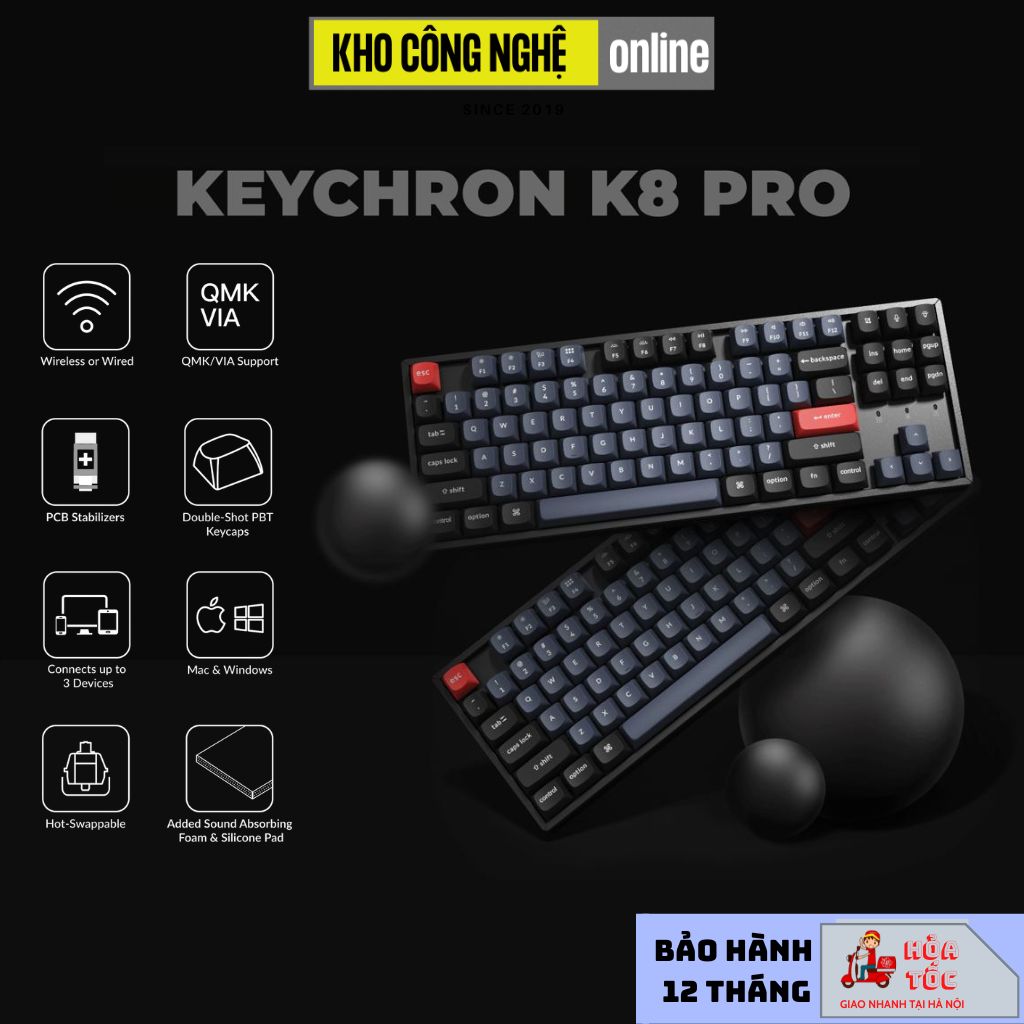 Bàn phím cơ Keychron K8 Pro - Hỗ trợ QMK VIA -