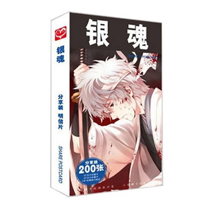 Hộp ảnh Postcard Gintama tặng kèm lomo sticker in hình anime chibi