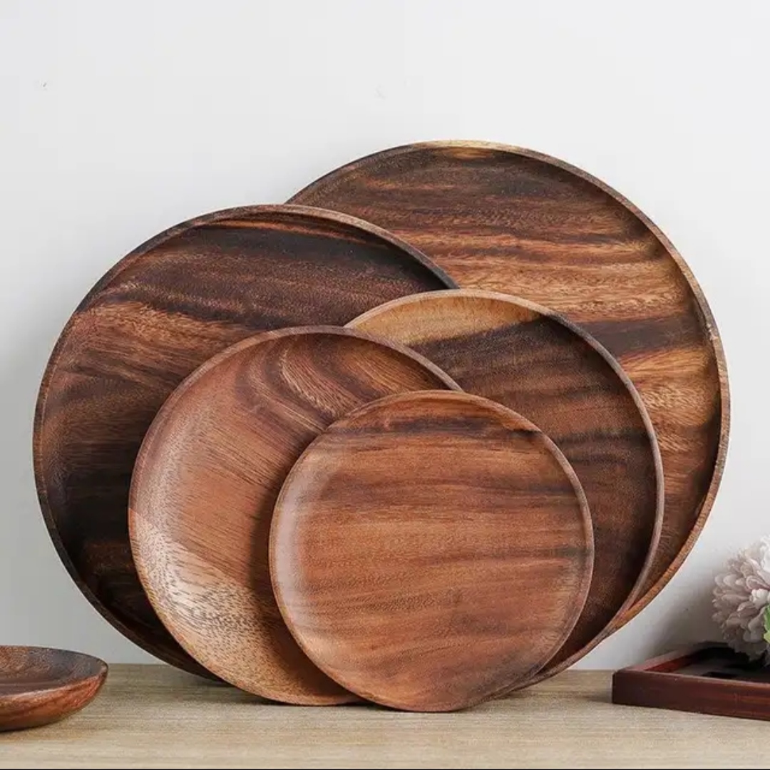 Khay gỗ đựng đồ ăn, đĩa gỗ thớt gỗ vuông,tròn,chữ nhật chụp ảnh decor kiểu Nhật