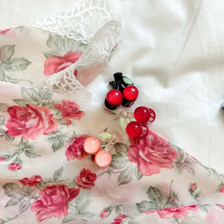 Kẹp tóc mini hình cherry ngọt ngào Modleaf Cute cherry pin Hàn Quốc