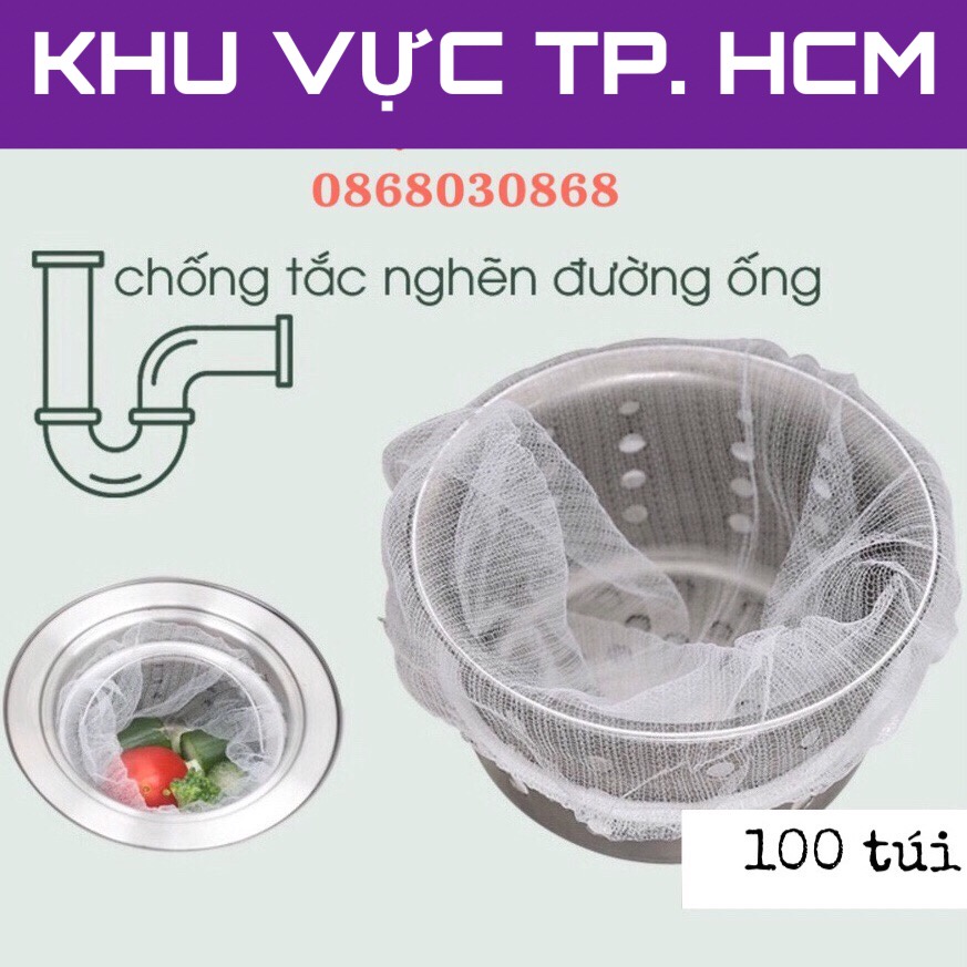 Túi lọc rác bồn rửa chén, bát - 100 túi/bịch