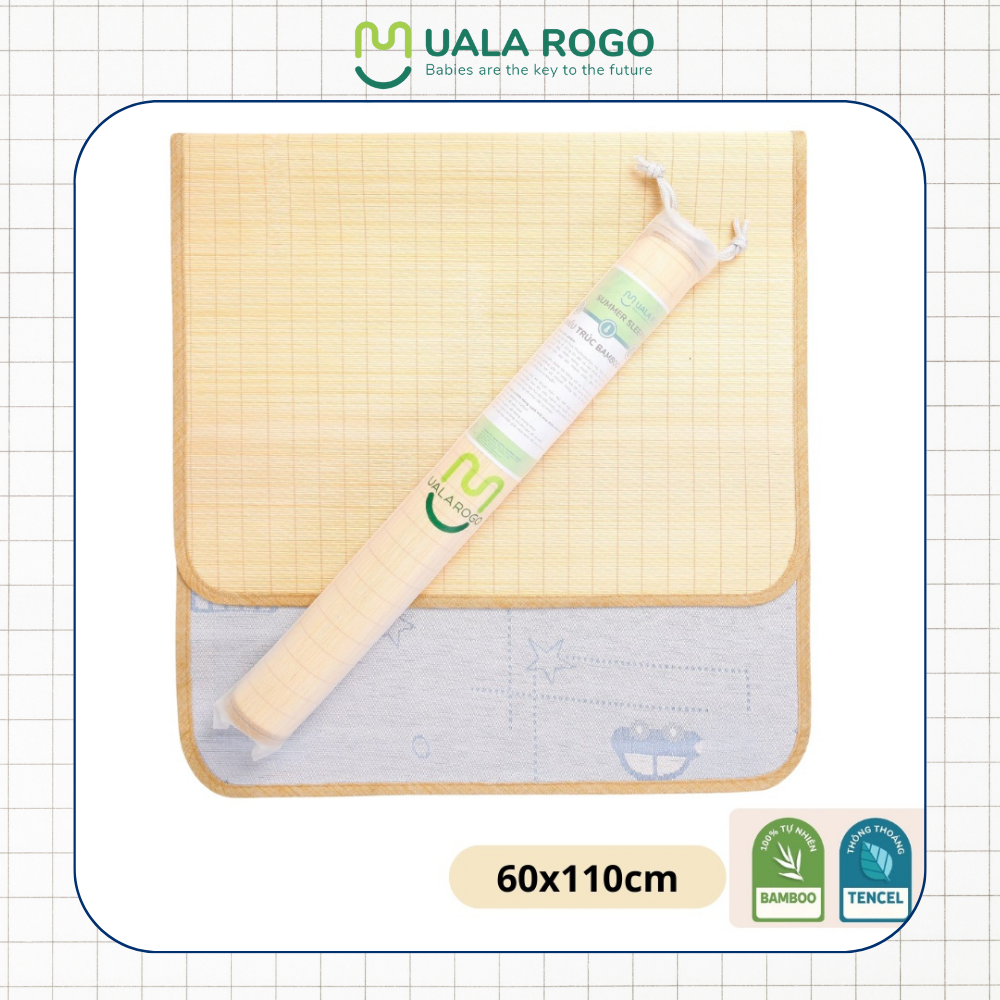 Chiếu điều hòa Uala rogo chiếu Trúc tre Bambo tencel mát mẻ an toàn 60x110cm 8891
