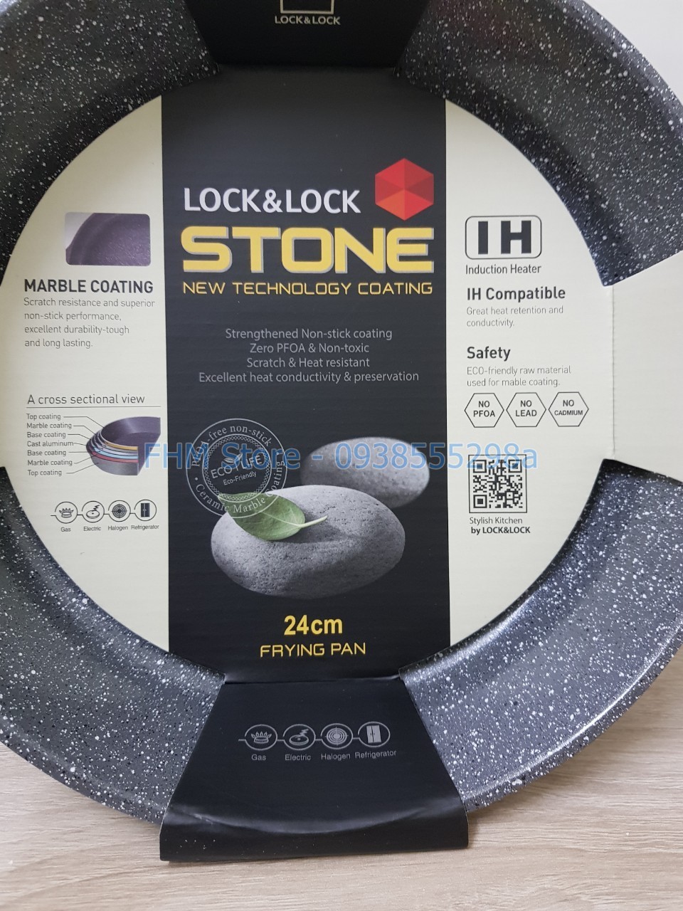 Chảo chống dính vân đá đáy từ Lock&Lock Stone size 24cm