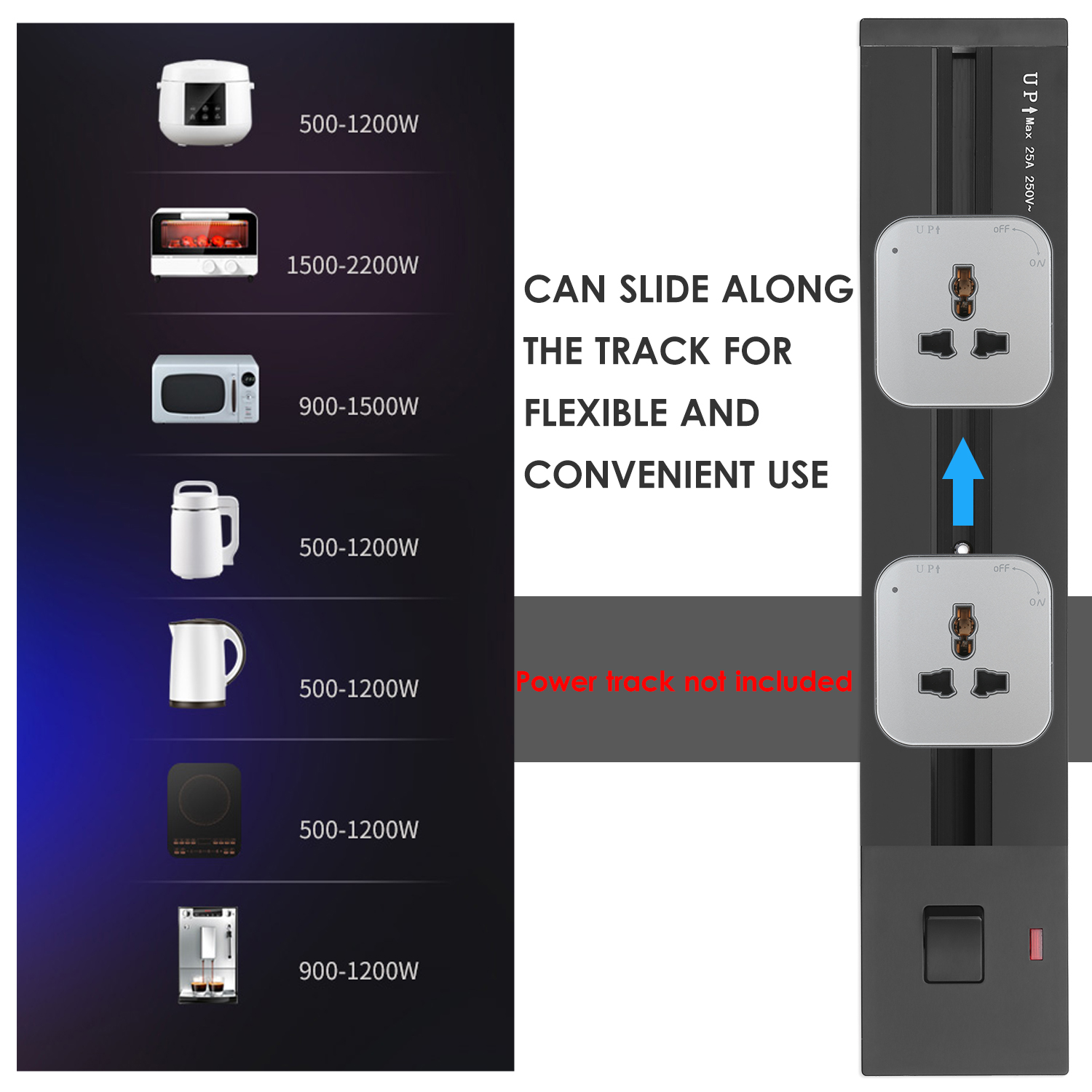 Universal 3-Pin Track Sockets Power Track Socket Outlet Versatile Electric Mobile Track Socket Power Track Adapter
