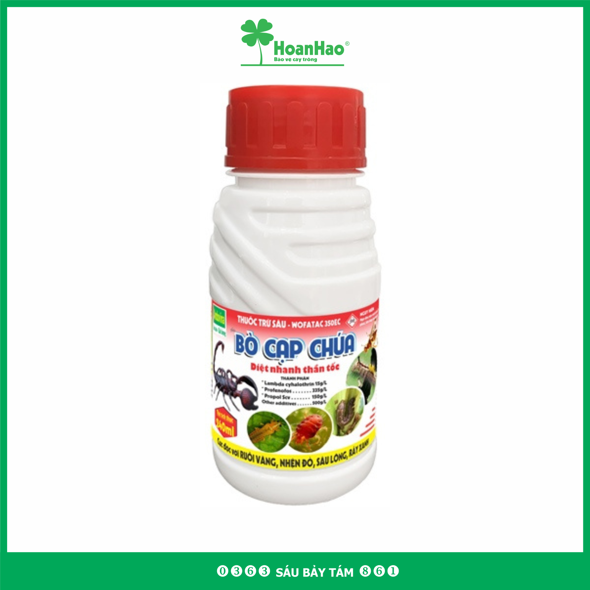 Bò cạp chúa 240ml - thuốc trừ sâu: ruồi vàng, nhện đỏ, sâu lông, rầy xanh,..