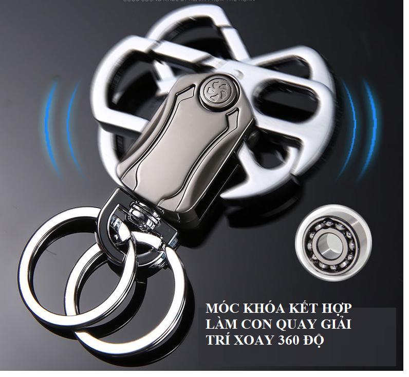 Móc khóa ,móc chìa khóa đa năng kiêm con quay giải trí xoay 360 độ cao cấp (Đen)