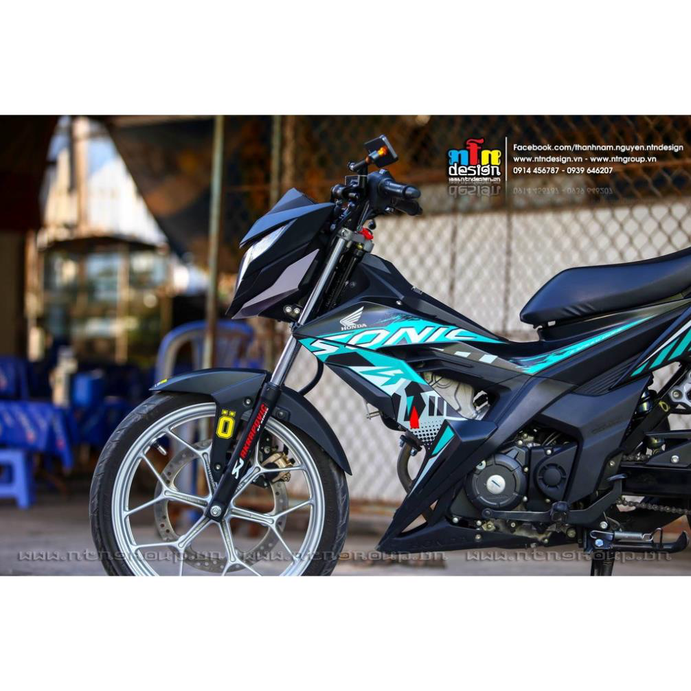 Tem Rời Dán Xe Sonic Mẫu Zin Đen Xanh