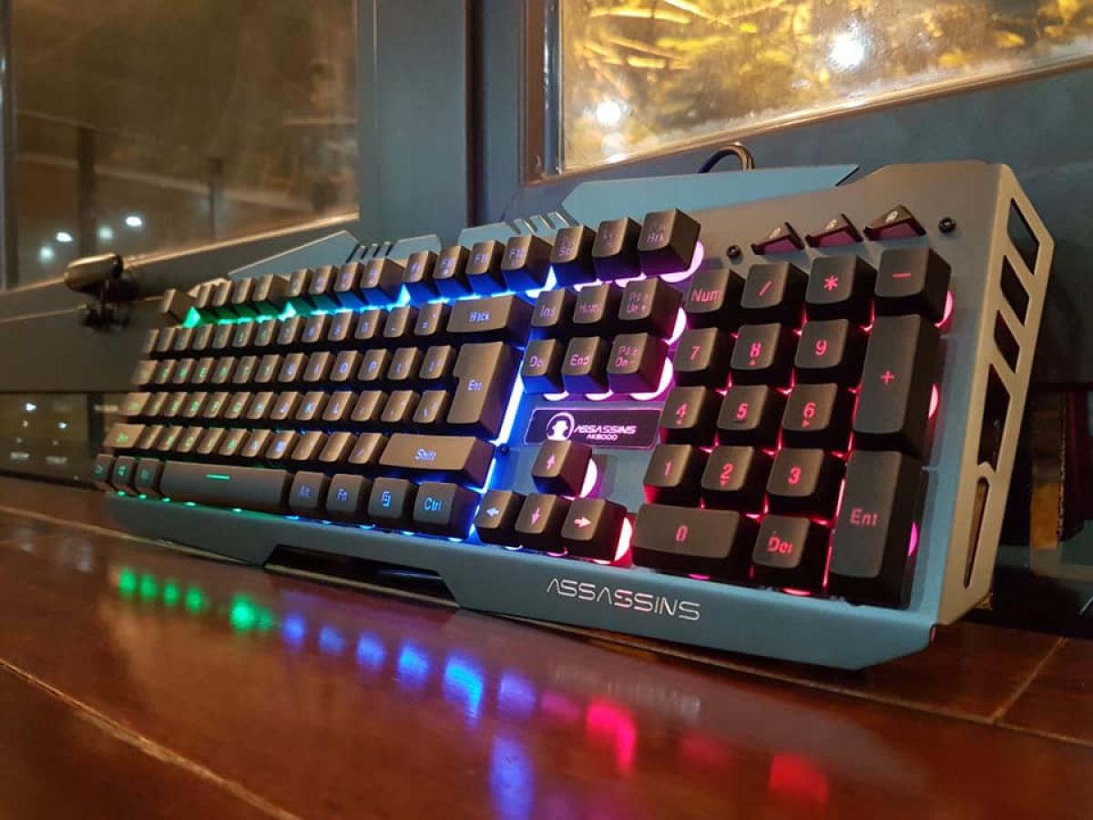 Bàn phím gaming assassins hacker ak8000 cao cấp kb giả cơ viền nhôm -led - chơi game assassins ak 8000 bàn phím hacker ak-8000 - smartshop assassins