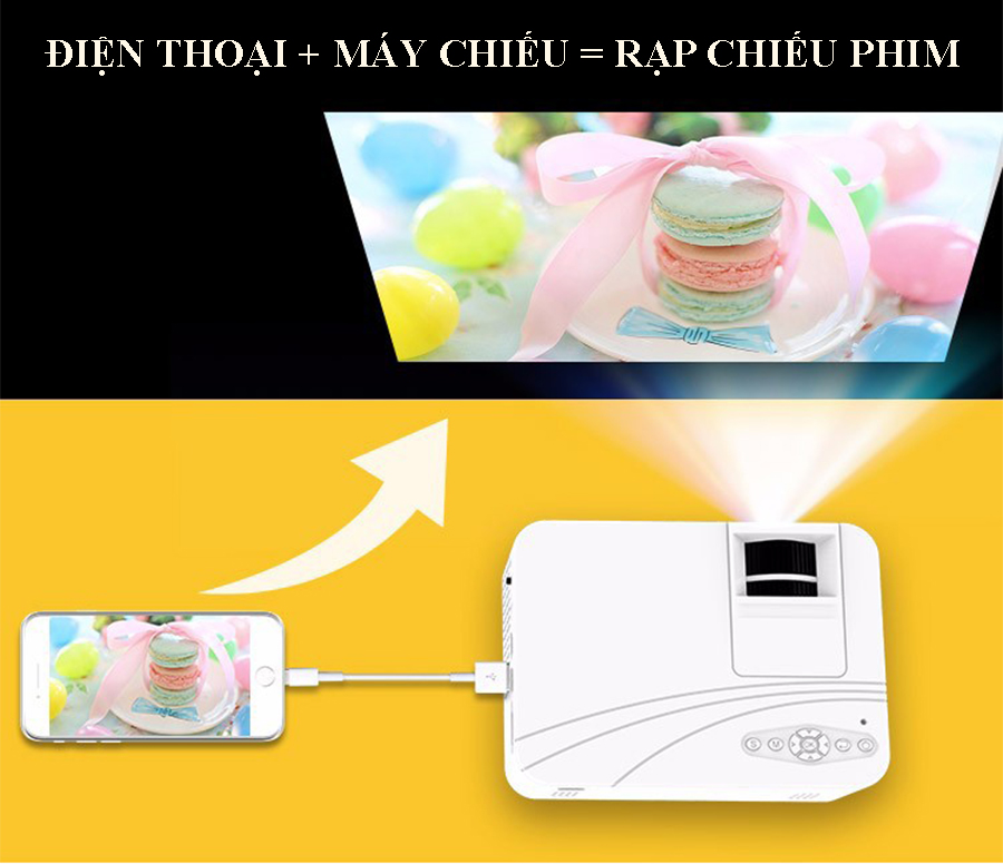 Máy Chiếu Cho Điện Thoại, Máy Chiếu Project Mini, Máy Chiếu Mini, Máy Chiếu Không Cần Màn Chất Lượng Cao, Máy Chiếu KooGold Kết Nối Wifi, Âm Thanh Chân Thực, Hình Ảnh Sắc Nét, Độ Phân Giải Cao, Ảnh To Và Rộng - Bảo Hành 1 Đổi 1