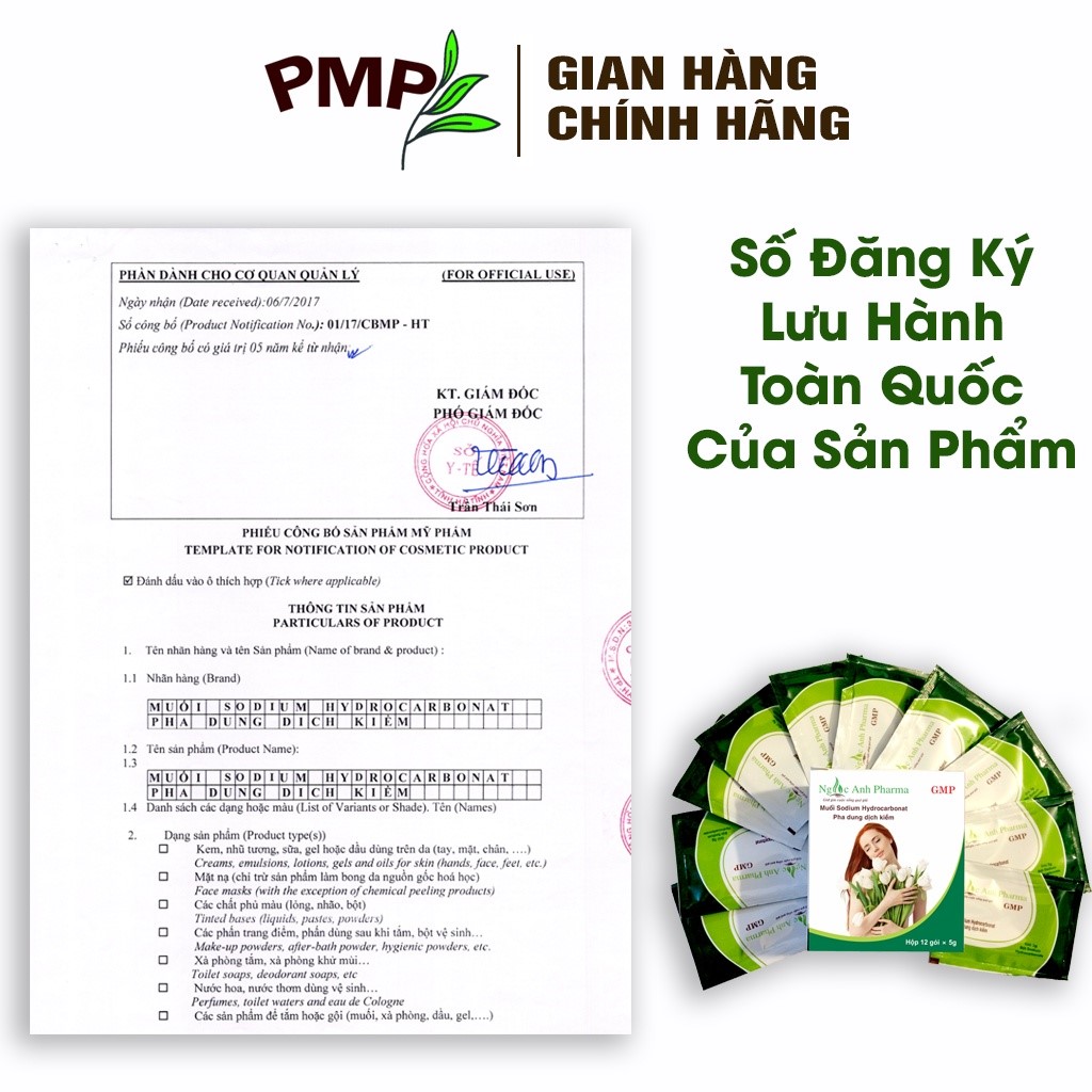 Muối Kiềm Sodium Hydrocarbonate PMP ( hộp 12 gói)